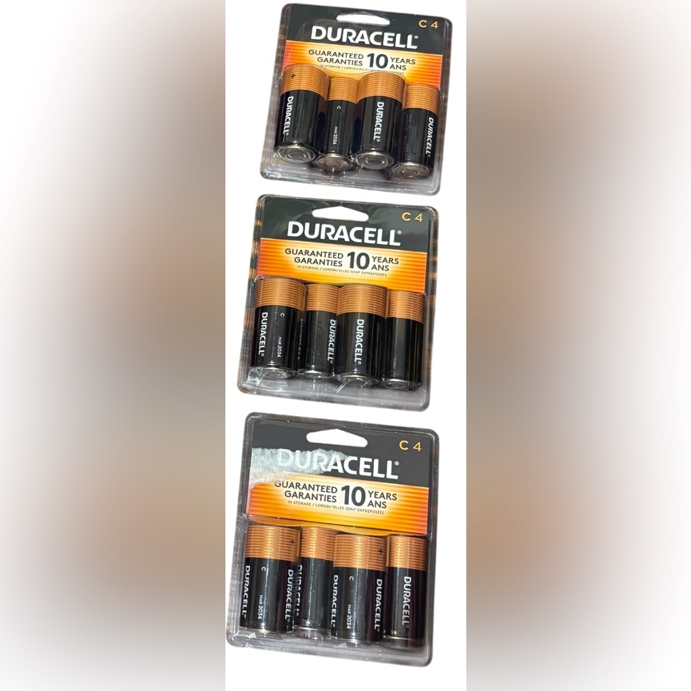 Duracell C4 Alkaline Batteries Lot of 3- 4 packs NIB